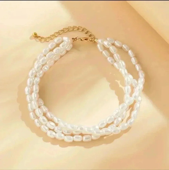 Ladies Pearl Gem Water Drop Pendant Fashion Beaded Necklace..NWT..we bundle.. - Picture 4 of 7